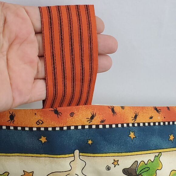 Halloween Wall Fabric Flag Hanger Adult's 19X14 Pumpkins Ghost Haunted House VTG - Picture 6 of 8